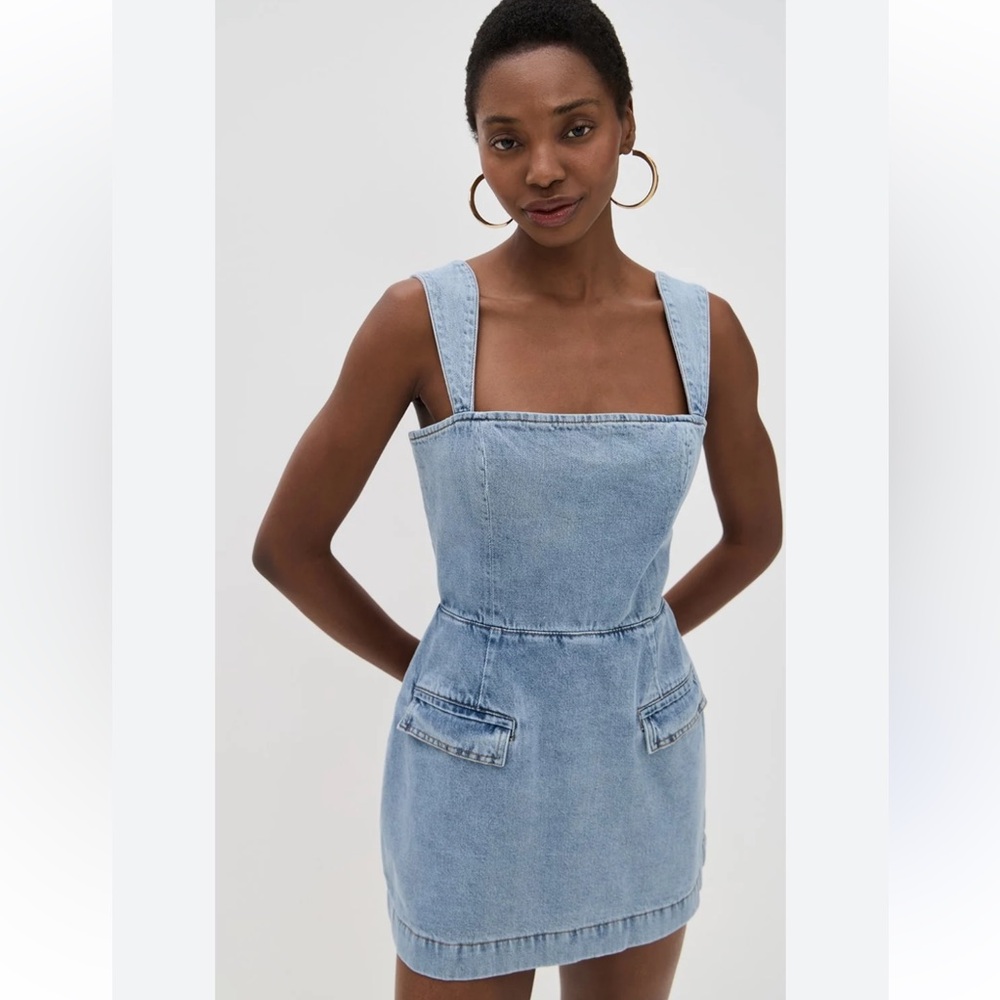 Amanda Uprichard Light Blue Denim Mini Jumpsuit
